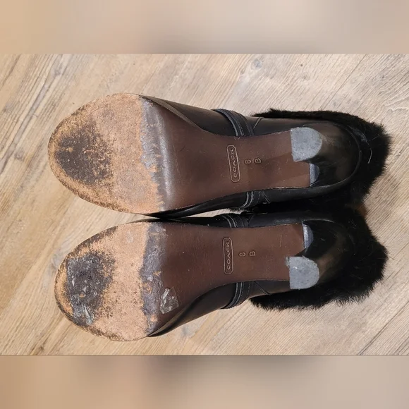Real Genuine Black Rabbit Fur Coach Athena Boots - Picture 3 of 4